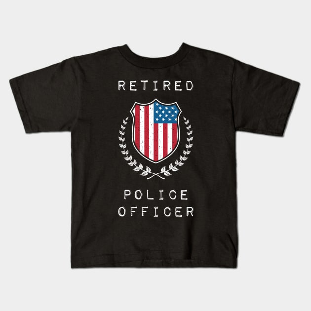 Retired Police Officer Proud Patriotic Officer American Flag Kids T-Shirt by 5StarDesigns